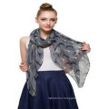 Always hot Selling whosale fashion basic screening printed grey color animal dog Polyester Voile 100% polyester silk feel scarf